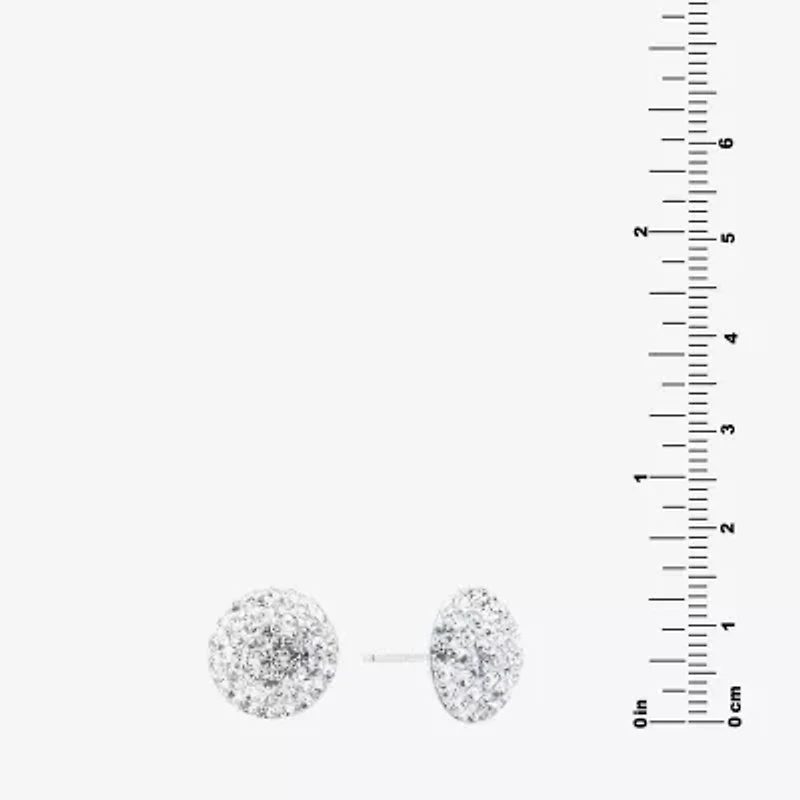 Silver Treasures Crystal Sterling Silver 12mm Stud Earrings