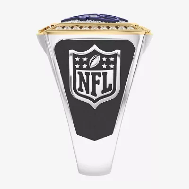 True Fans Fine Jewelry Los Angeles Rams Mens 1/2 CT. Natural White Diamond 10K Two Tone Gold Fashion Ring