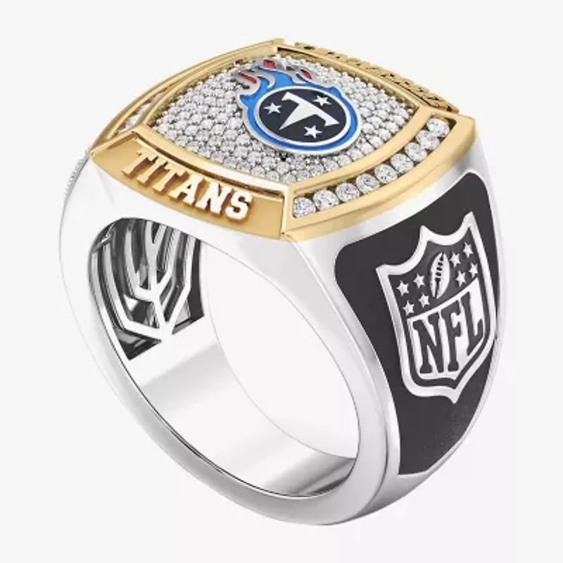 True Fans Fine Jewelry Tennessee Titans Mens 1/2 CT. Natural White Diamond 10K Two Tone Gold Fashion Ring
