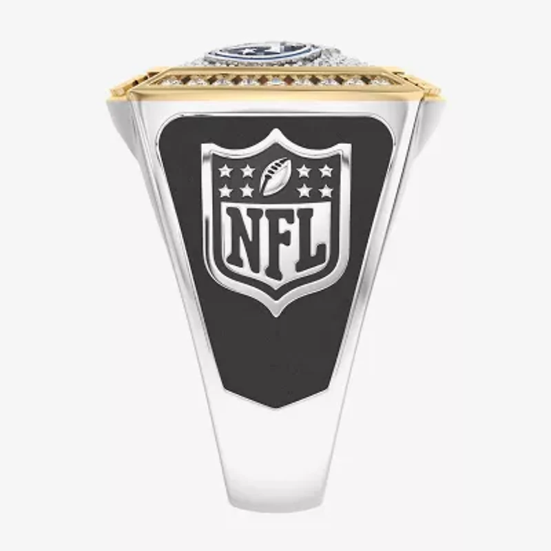 True Fans Fine Jewelry Tennessee Titans Mens 1/2 CT. Natural White Diamond 10K Two Tone Gold Fashion Ring