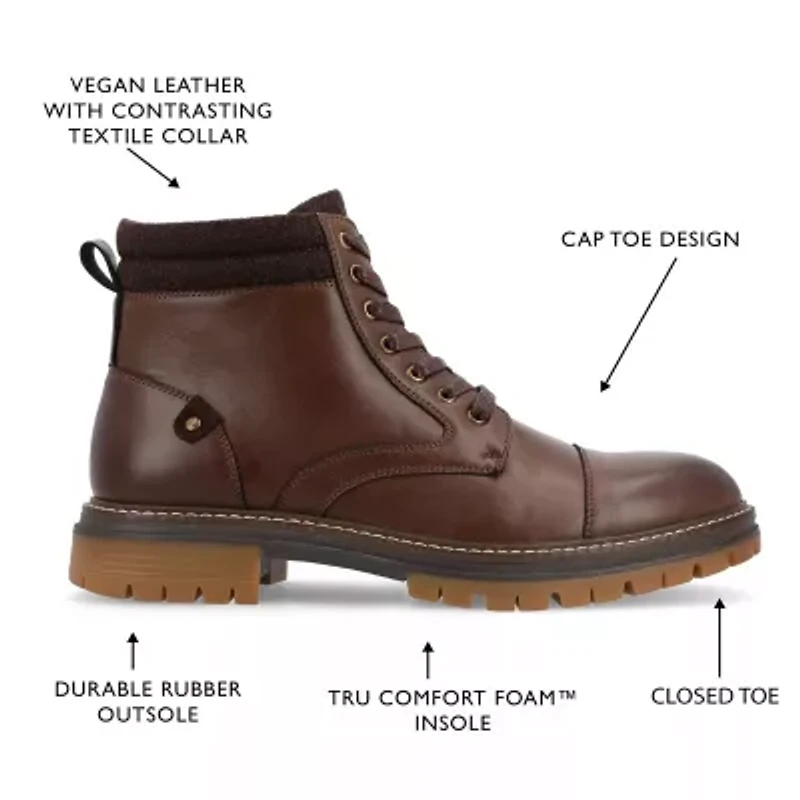 Vance Co Mens Fegan Flat Heel Lace-Up Boots