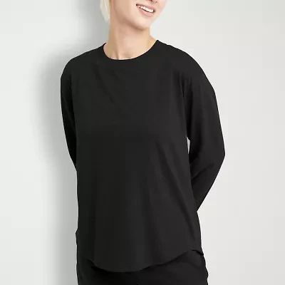Hanes Womens Crew Neck Long Sleeve Active T-Shirt