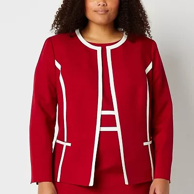 Black Label by Evan-Picone Womens Plus Classic Fit Suit Jacket