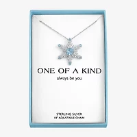 Womens Genuine Blue Topaz Sterling Silver Snowflake 16 Inch Pendant Necklace