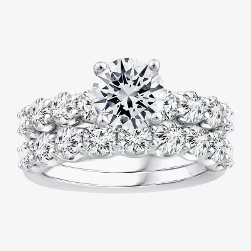 Signature By Modern Bride (F / VS2) Womens 4 CT. T.W. Lab Grown White Diamond 10K or 14K Gold Round Side Stone Bridal Set