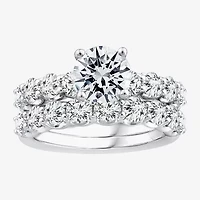 Signature By Modern Bride (F / VS2) Womens 4 CT. T.W. Lab Grown White Diamond 10K or 14K Gold Round Side Stone Bridal Set