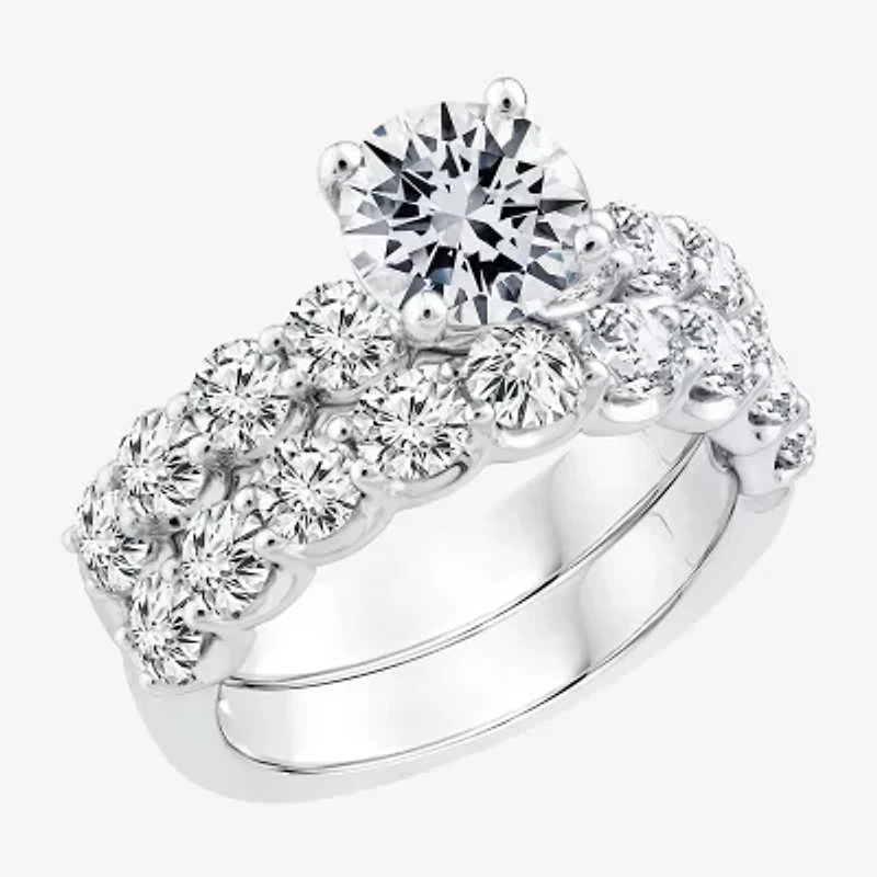 Signature By Modern Bride (F / VS2) Womens 4 CT. T.W. Lab Grown White Diamond 10K or 14K Gold Round Side Stone Bridal Set