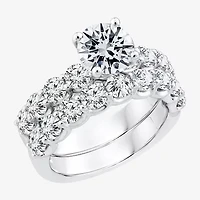 Signature By Modern Bride (F / VS2) Womens 4 CT. T.W. Lab Grown White Diamond 10K or 14K Gold Round Side Stone Bridal Set