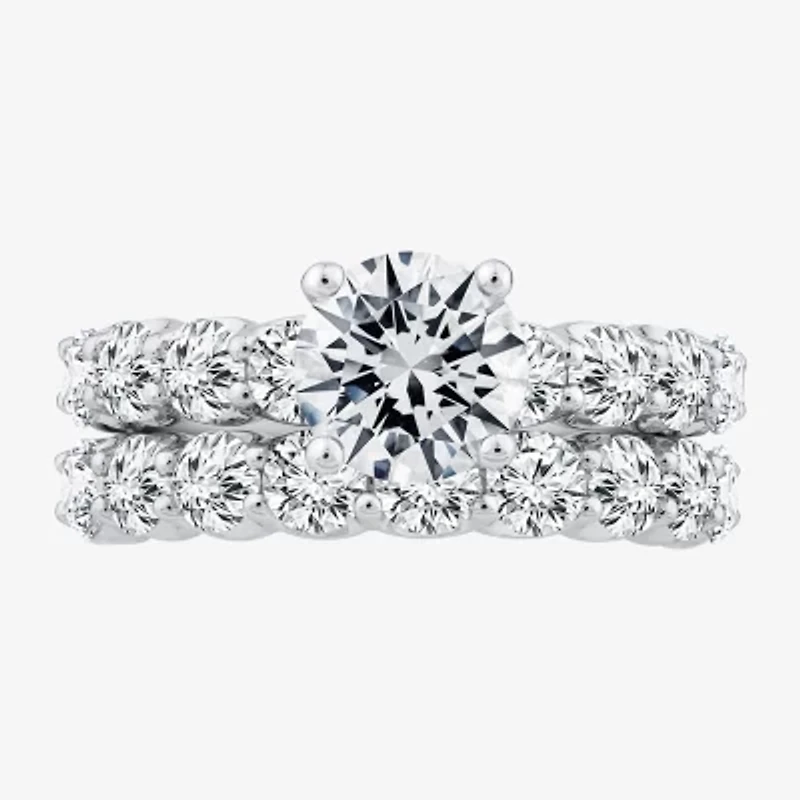 Signature By Modern Bride (F / VS2) Womens 4 CT. T.W. Lab Grown White Diamond 10K or 14K Gold Round Side Stone Bridal Set