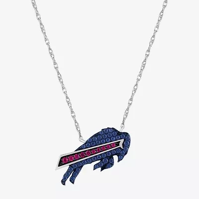 True Fans Fine Jewelry Buffalo Bills Unisex Adult Lab Created Red Ruby Sterling Silver 18 Inch Pendant Necklace