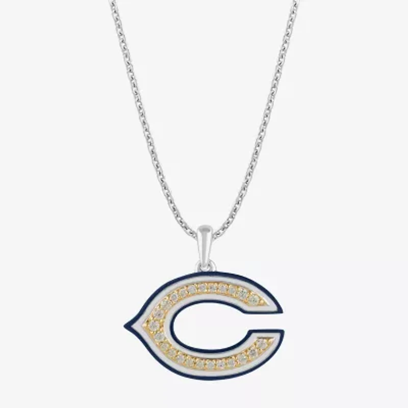 True Fans Fine Jewelry Chicago Bears Unisex Adult Yellow Cubic Zirconia 14K Gold Over Silver 18 Inch Pendant Necklace