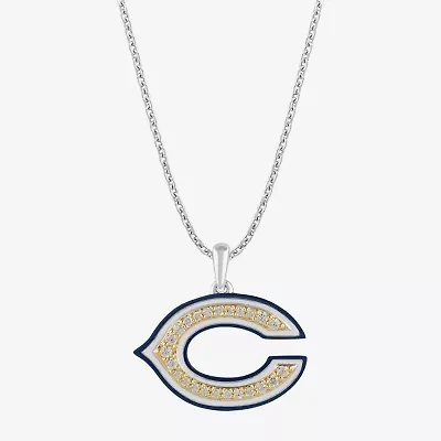 True Fans Fine Jewelry Chicago Bears Unisex Adult Yellow Cubic Zirconia 14K Gold Over Silver 18 Inch Pendant Necklace