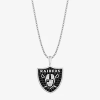 True Fans Fine Jewelry Las Vegas Raiders Unisex Adult Black Cubic Zirconia Sterling Silver 18 Inch Pendant Necklace