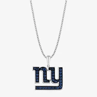True Fans Fine Jewelry New York Giants Unisex Adult Blue Cubic Zirconia Sterling Silver 18 Inch Pendant Necklace