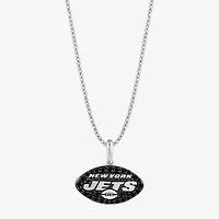 True Fans Fine Jewelry New York Jets Unisex Adult Black Cubic Zirconia Sterling Silver 18 Inch Pendant Necklace