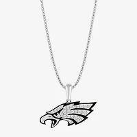 True Fans Fine Jewelry Philadelphia Eagles Unisex Adult White Cubic Zirconia Sterling Silver 18 Inch Pendant Necklace