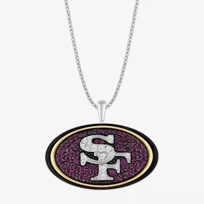 True Fans Fine Jewelry San Francisco 49ers Unisex Adult Lab Created Red Ruby 14K Gold Over Silver 18 Inch Pendant Necklace