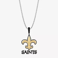 True Fans Fine Jewelry New Orleans Saints Unisex Adult Black Cubic Zirconia 14K Gold Over Silver Fleur De Lis 18 Inch Pendant Necklace