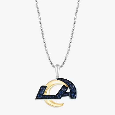 True Fans Fine Jewelry Los Angeles Rams Unisex Adult Blue Cubic Zirconia 14K Gold Over Silver 18 Inch Pendant Necklace