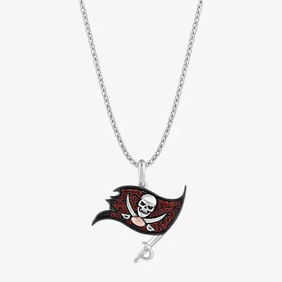True Fans Fine Jewelry Tampa Bay Buccaneers Unisex Adult Red Cubic Zirconia 14K Rose Gold Over Silver 18 Inch Pendant Necklace