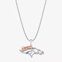 True Fans Fine Jewelry Denver Broncos Unisex Adult Yellow Cubic Zirconia 14K Rose Gold Over Silver 18 Inch Pendant Necklace