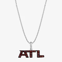 True Fans Fine Jewelry Atlanta Falcons Unisex Adult Red Cubic Zirconia Sterling Silver 18 Inch Pendant Necklace