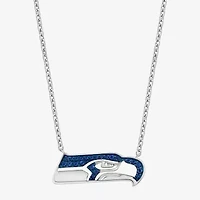 True Fans Fine Jewelry Seattle Seahawks Unisex Adult Blue Cubic Zirconia Sterling Silver 18 Inch Pendant Necklace