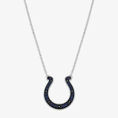 True Fans Fine Jewelry Indianapolis Colts Unisex Adult Blue Cubic Zirconia Sterling Silver 17 1/4 Inch Pendant Necklace