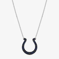 True Fans Fine Jewelry Indianapolis Colts Unisex Adult Blue Cubic Zirconia Sterling Silver 17 1/4 Inch Pendant Necklace