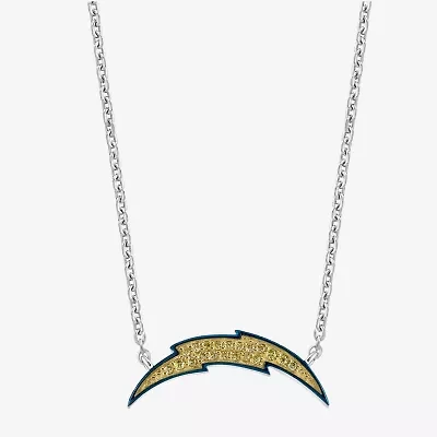 True Fans Fine Jewelry Los Angeles Chargers Unisex Adult Yellow Cubic Zirconia 14K Gold Over Silver 17 1/4 Inch Pendant Necklace