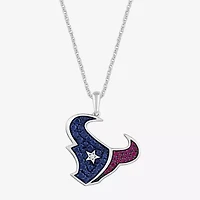 True Fans Fine Jewelry Houston Texans Unisex Adult Lab Created Red Ruby Sterling Silver 18 Inch Pendant Necklace