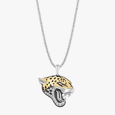 True Fans Fine Jewelry Jacksonville Jaguars Unisex Adult White Cubic Zirconia 14K Gold Over Silver 18 Inch Pendant Necklace