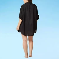 Sonnet Shores Womens Plus Dress Swimsuit Cover-Up