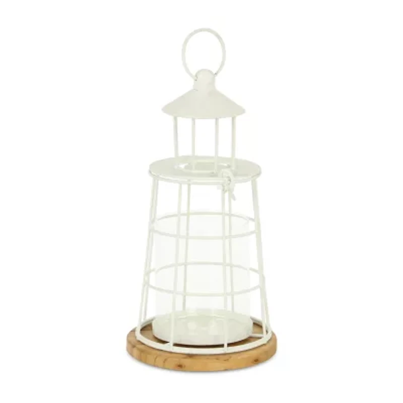 Cheungs Caler White Lighthouse Metal Decorative Lantern