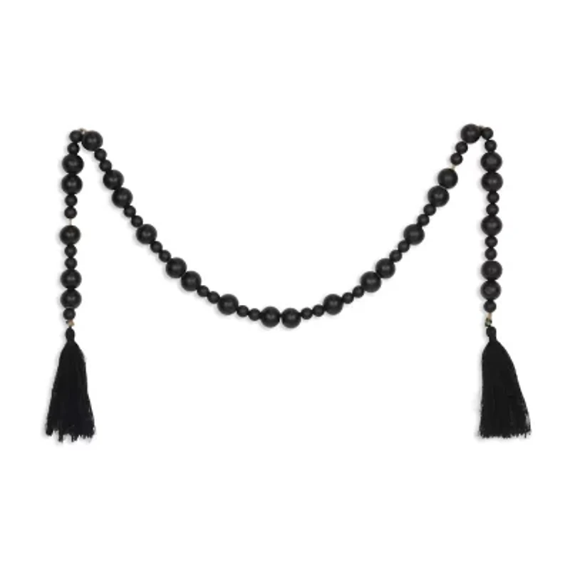 Cheungs Akaida Black Wood Bead Tassel Handmade Tabletop Decor