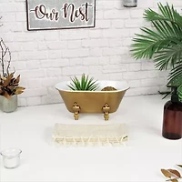 Cheungs Lavande Golden Metal Tub Handmade Tabletop Decor
