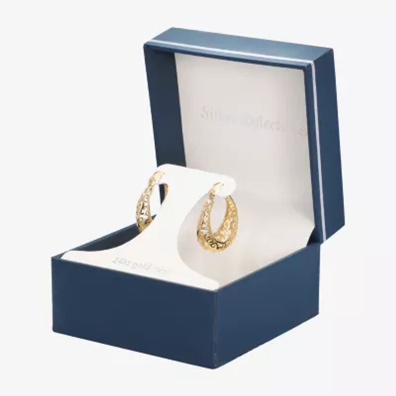 Silver Reflections 24K Gold Over Brass Hoop Earrings