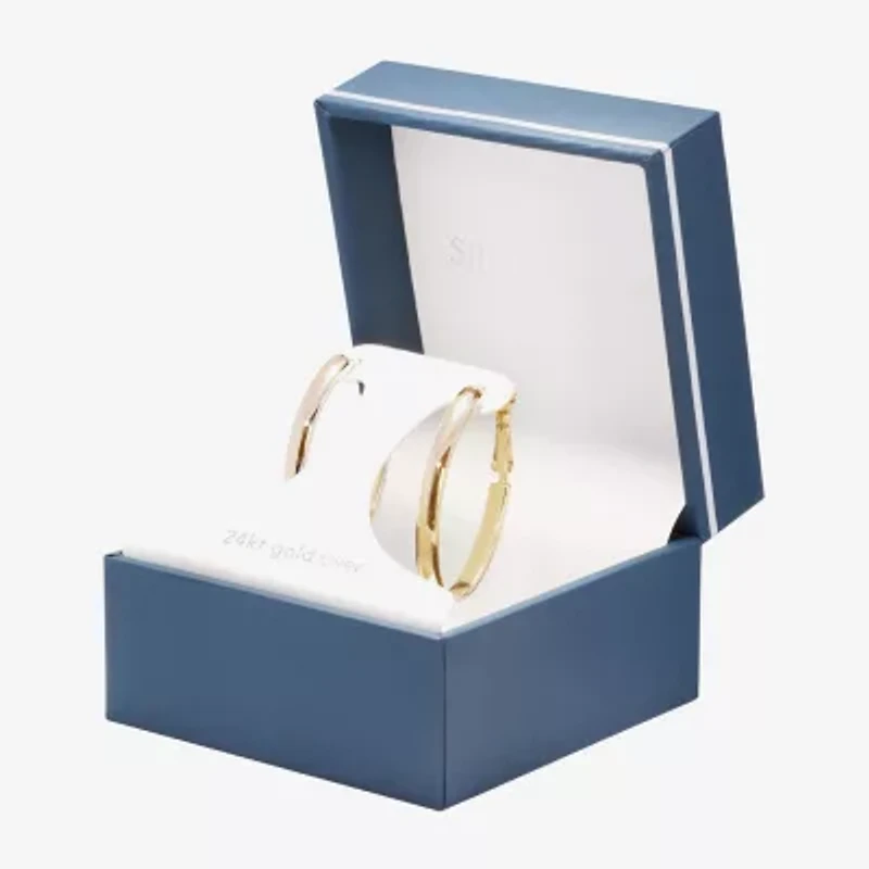 Silver Reflections Womens 24K Gold Over Brass 40mm Hoop Earrings