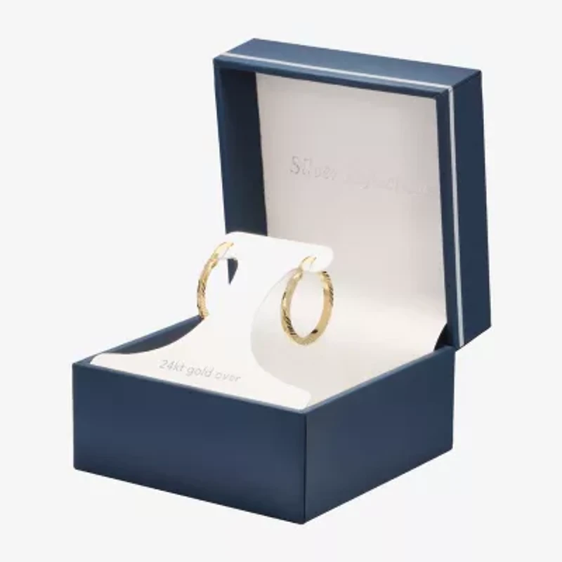 Silver Reflections Womens 24K Gold Over Brass 21mm Hoop Earrings