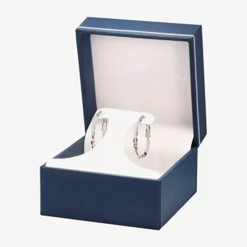 Silver Reflections Womens 26mm Hoop Earrings