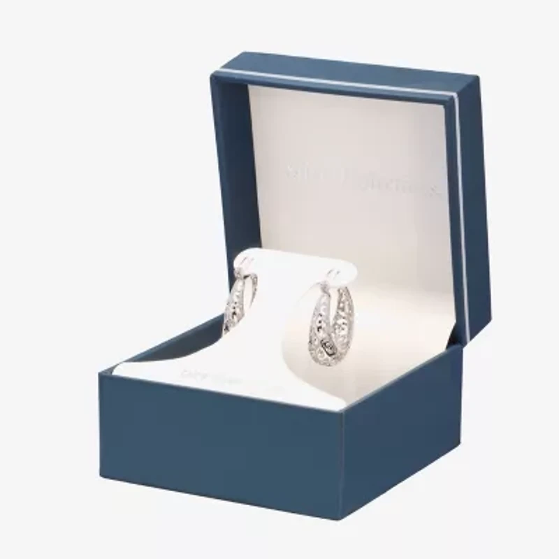 Silver Reflections Womens 24mm Hoop Earrings