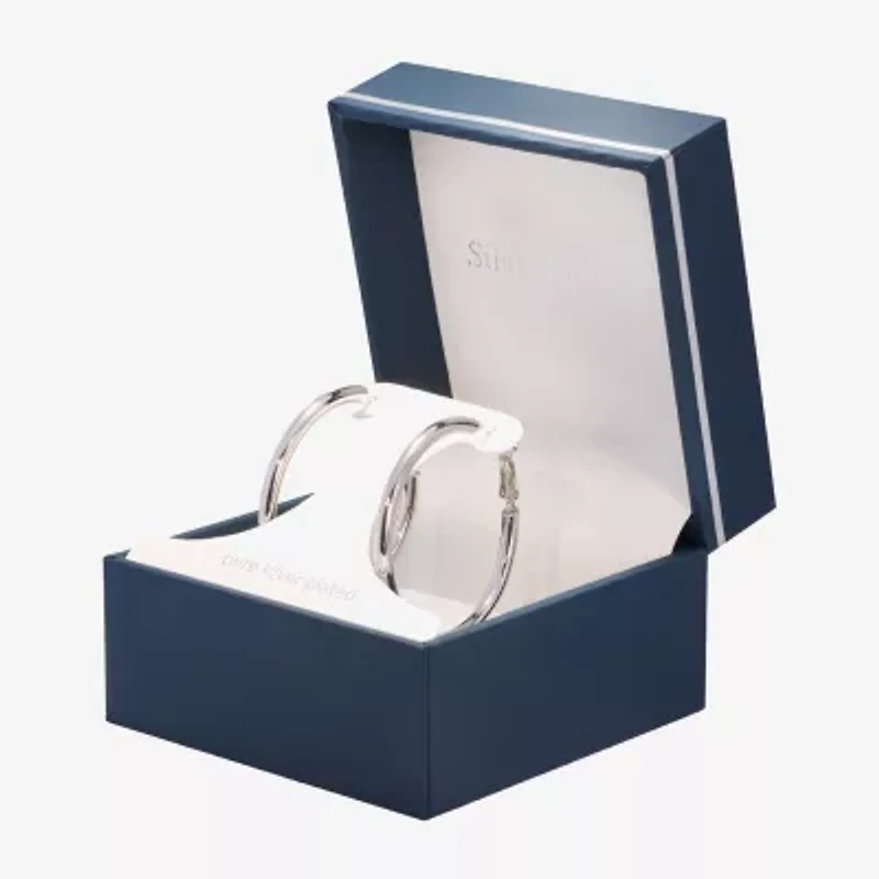Silver Reflections Womens Hoop Earrings