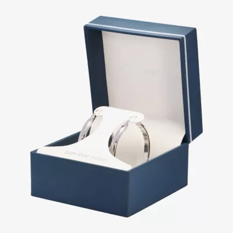 Silver Reflections Pure Silver Over Brass Hoop Earrings