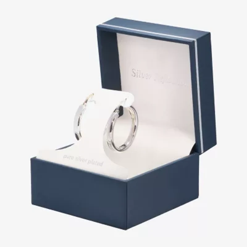Silver Reflections Pure Silver Over Brass Hoop Earrings