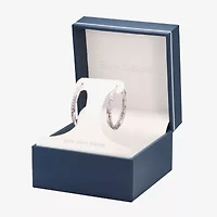 Silver Reflections Womens 31.5mm Round Hoop Earrings