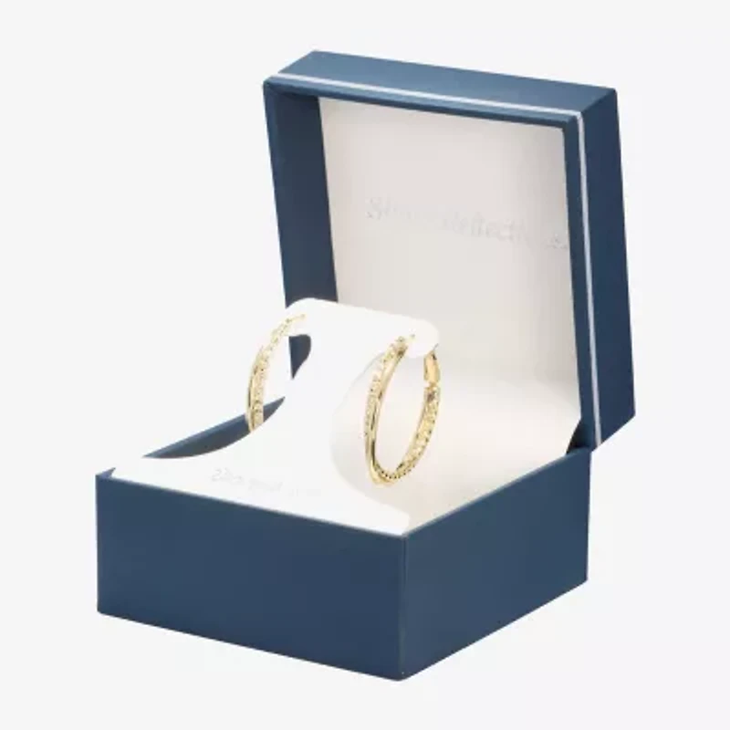 Silver Reflections Womens 24K Gold Over Brass 31.5mm Round Hoop Earrings