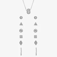 Sparkle Allure A Week Of Sparkle Womens Crystal Pure Silver Over Brass Round Square Triangle 7-pc. Jewelry Set