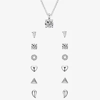 Sparkle Allure A Week Of Sparkle Womens Cubic Zirconia Pure Silver Over Brass Heart Round Triangle 7-pc. Jewelry Set
