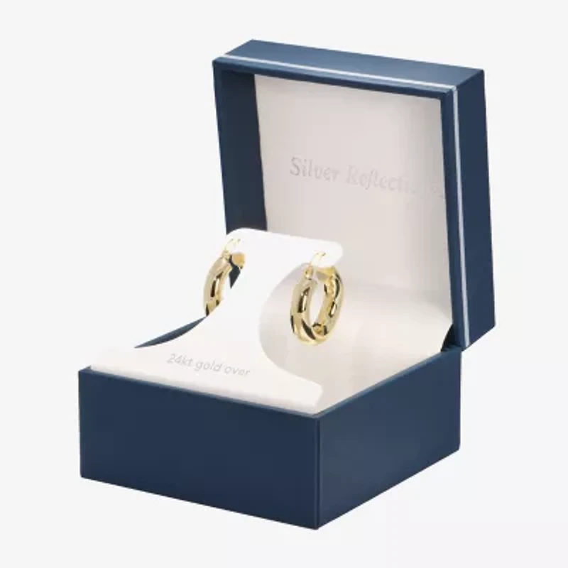 Silver Reflections Womens 24K Gold Over Brass 25mm Hoop Earrings