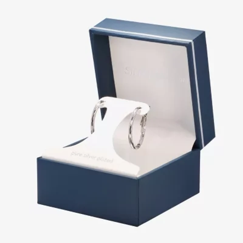 Silver Reflections Womens 20mm Hoop Earrings
